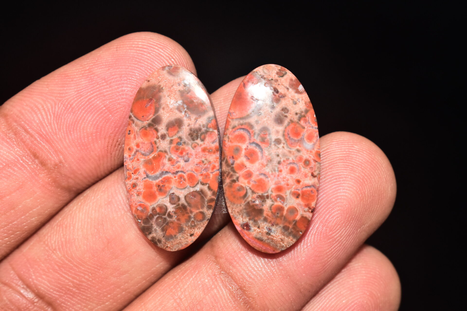 Poppy Jasper Pair Cabochon / Poppy Jasper Pair Gemstone / For Earrings / Oval Shape / 25.00 Ct. / 27x14x4 mm. Loose Gemstone / Q-765