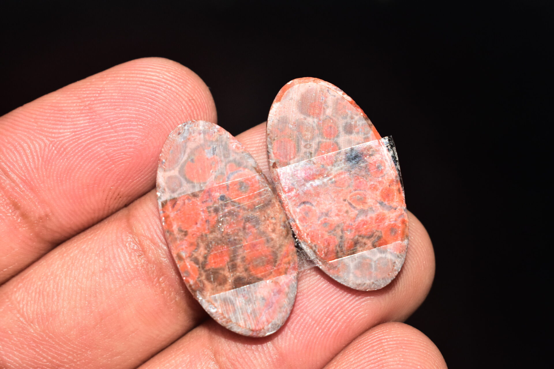 Poppy Jasper Pair Cabochon / Poppy Jasper Pair Gemstone / For Earrings / Oval Shape / 25.00 Ct. / 27x14x4 mm. Loose Gemstone / Q-765 - Image 5
