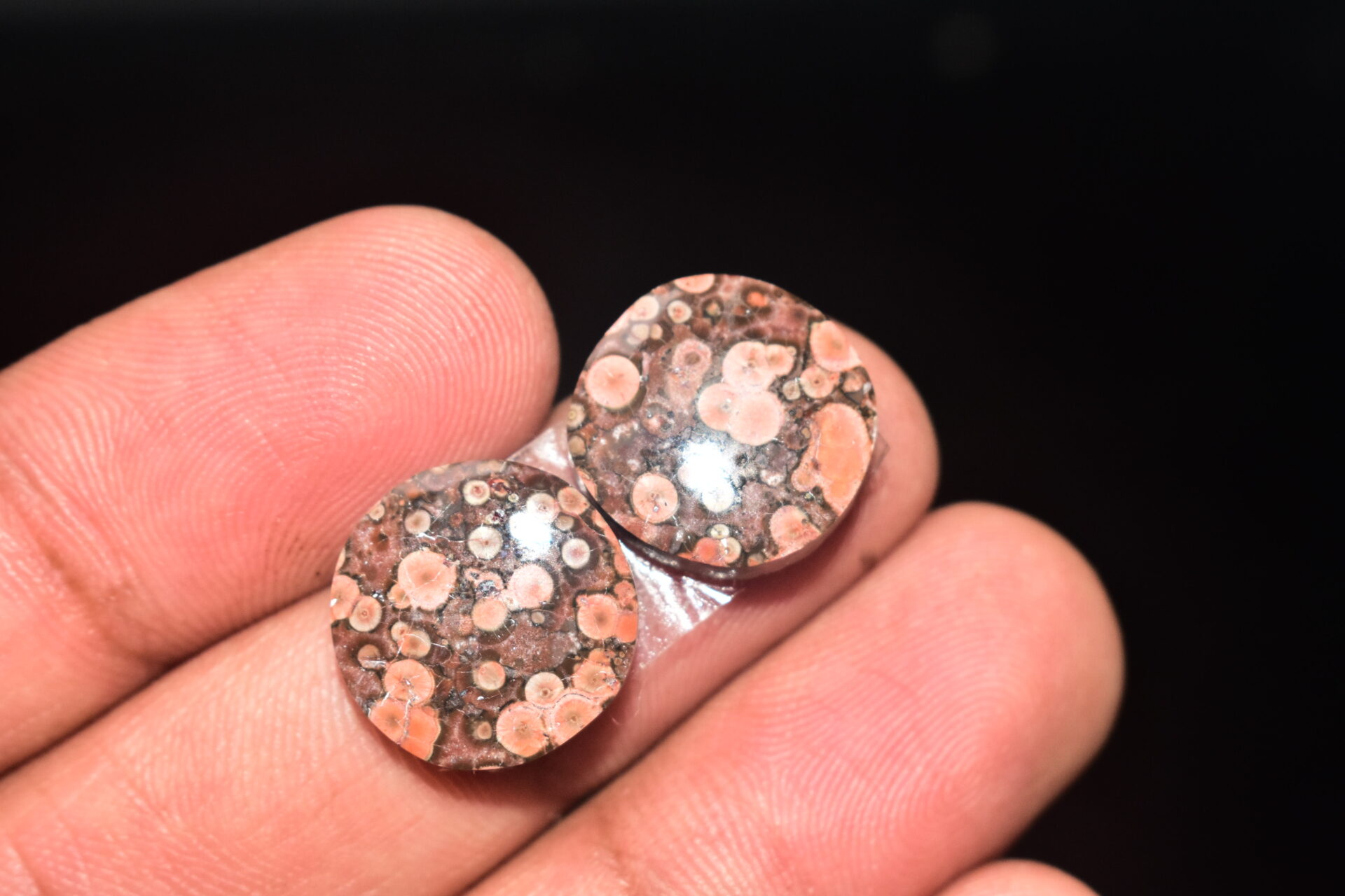 Poppy Jasper Pair Cabochon / Poppy Jasper Pair Gemstone / For Earrings / Round Shape / 15.05 Ct. / 15x4 mm. Loose Gemstone / Q-763 - Image 3