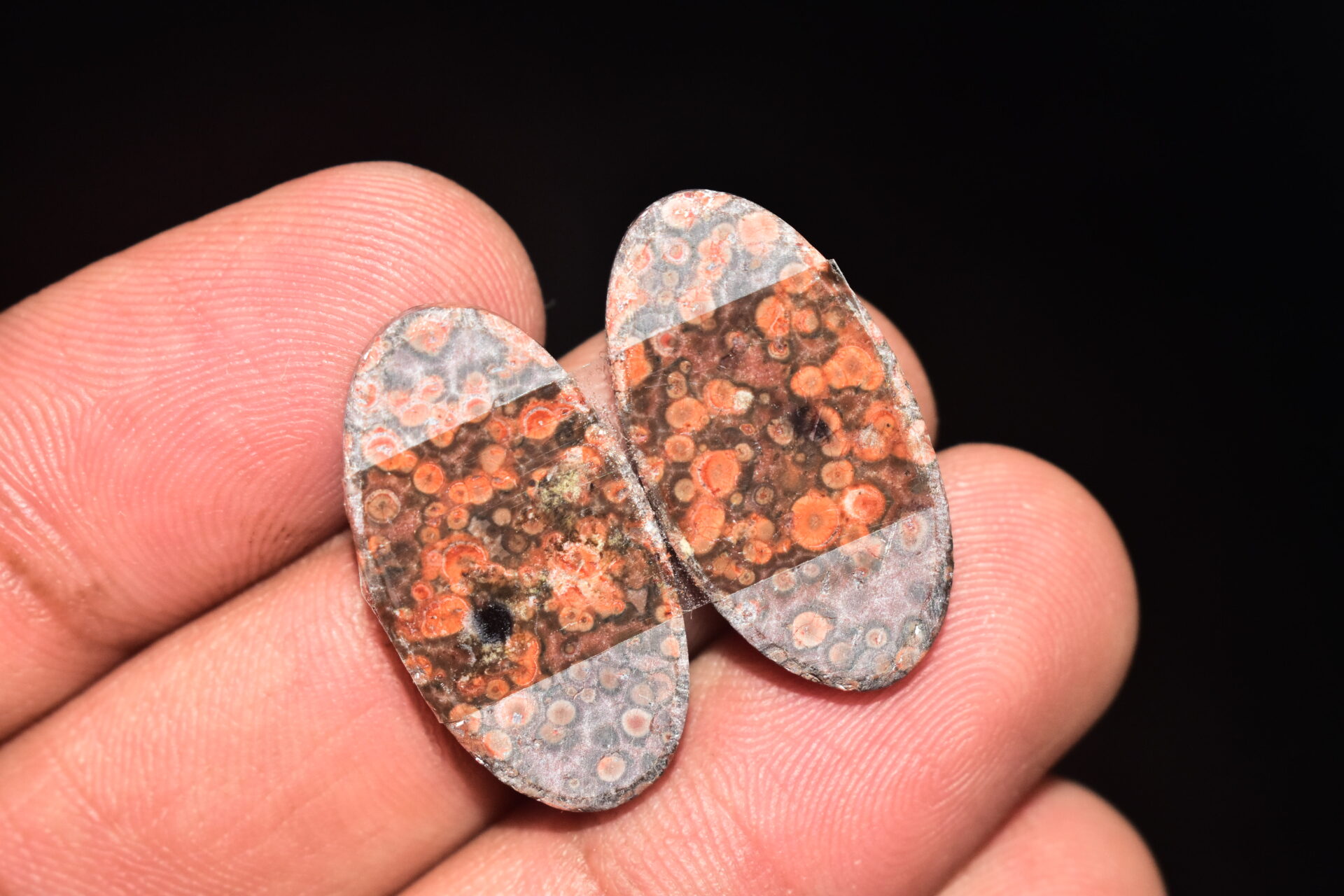 Poppy Jasper Pair Cabochon / Poppy Jasper Pair Gemstone / For Earrings / Oval Shape / 21.80 Ct. / 25x13x4 mm. Loose Gemstone / Q-779 - Image 5