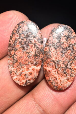 Poppy Jasper Pair Cabochon / Poppy Jasper Pair Gemstone / For Earrings / Oval Shape / 21.10 Ct. / 26x14x4 mm. Loose Gemstone / Q-761
