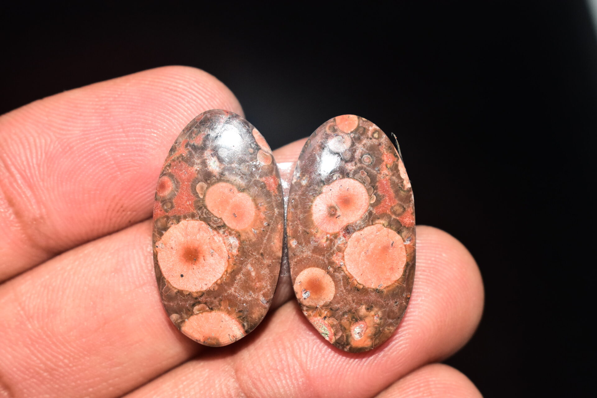 Poppy Jasper Pair Cabochon / Poppy Jasper Pair Gemstone / For Earrings / Oval Shape / 24.30 Ct. / 26x14x4 mm. Loose Gemstone / Q-773