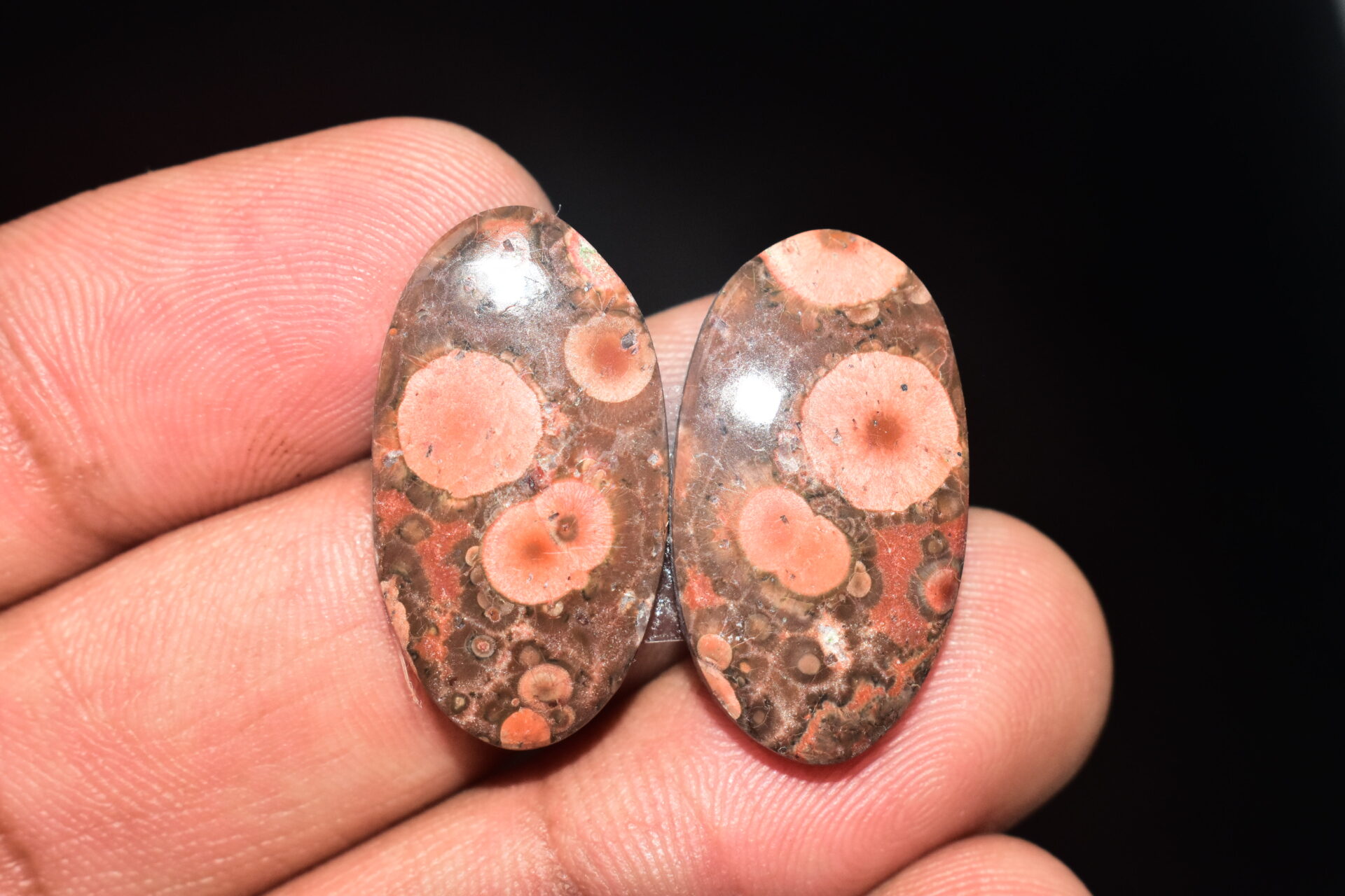 Poppy Jasper Pair Cabochon / Poppy Jasper Pair Gemstone / For Earrings / Oval Shape / 24.30 Ct. / 26x14x4 mm. Loose Gemstone / Q-773 - Image 3