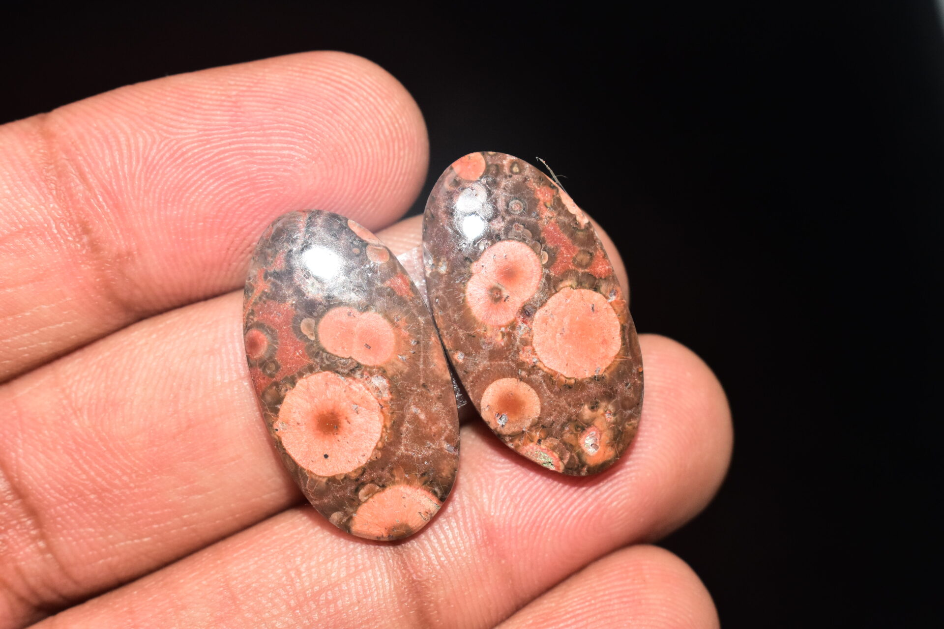Poppy Jasper Pair Cabochon / Poppy Jasper Pair Gemstone / For Earrings / Oval Shape / 24.30 Ct. / 26x14x4 mm. Loose Gemstone / Q-773 - Image 4