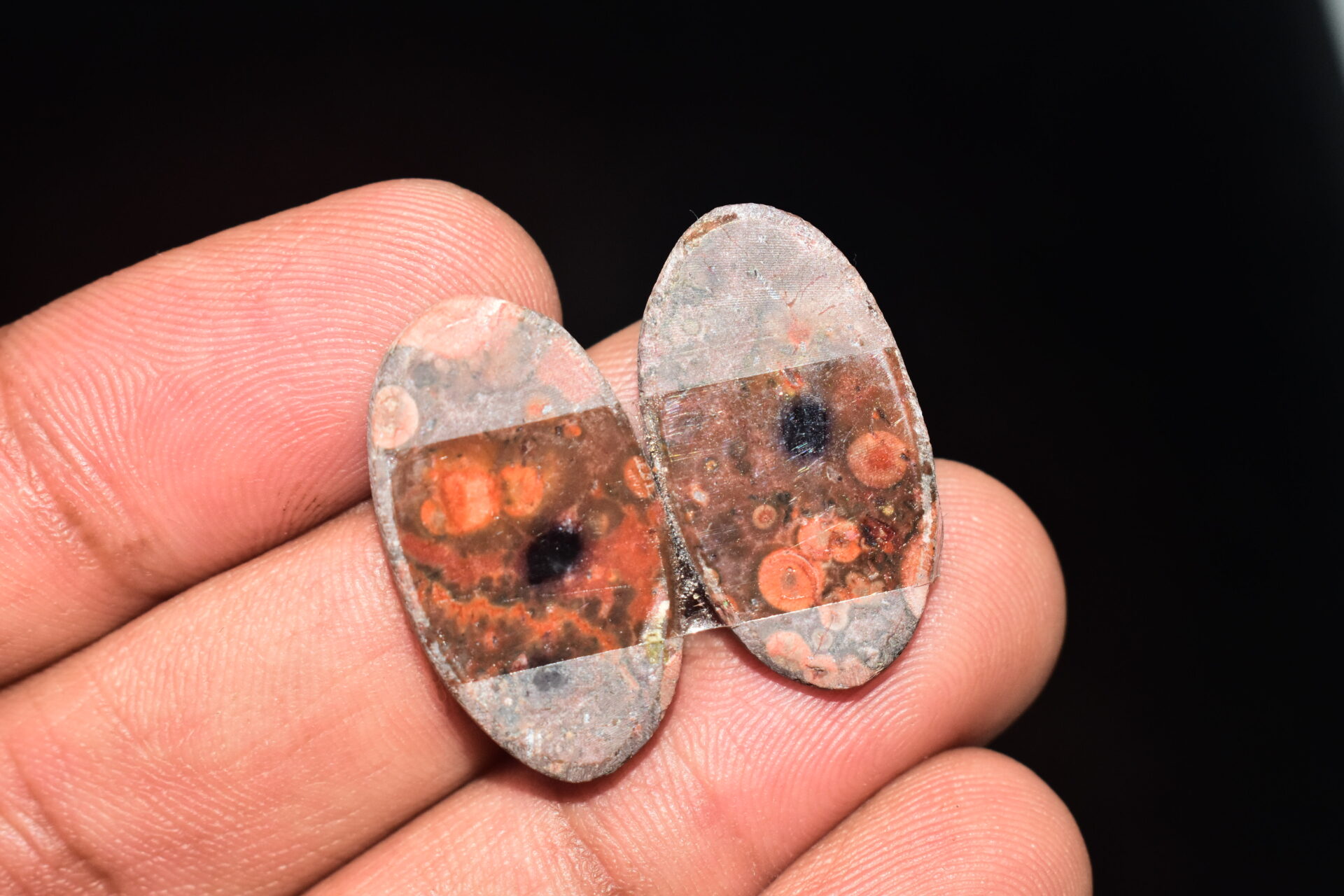 Poppy Jasper Pair Cabochon / Poppy Jasper Pair Gemstone / For Earrings / Oval Shape / 24.30 Ct. / 26x14x4 mm. Loose Gemstone / Q-773 - Image 5