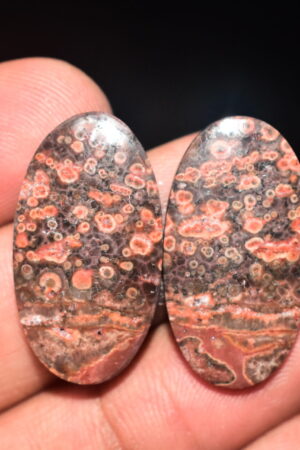 Poppy Jasper Pair Cabochon / Poppy Jasper Pair Gemstone / For Earrings / Oval Shape / 26.60 Ct. / 27x15x4 mm. Loose Gemstone / Q-783