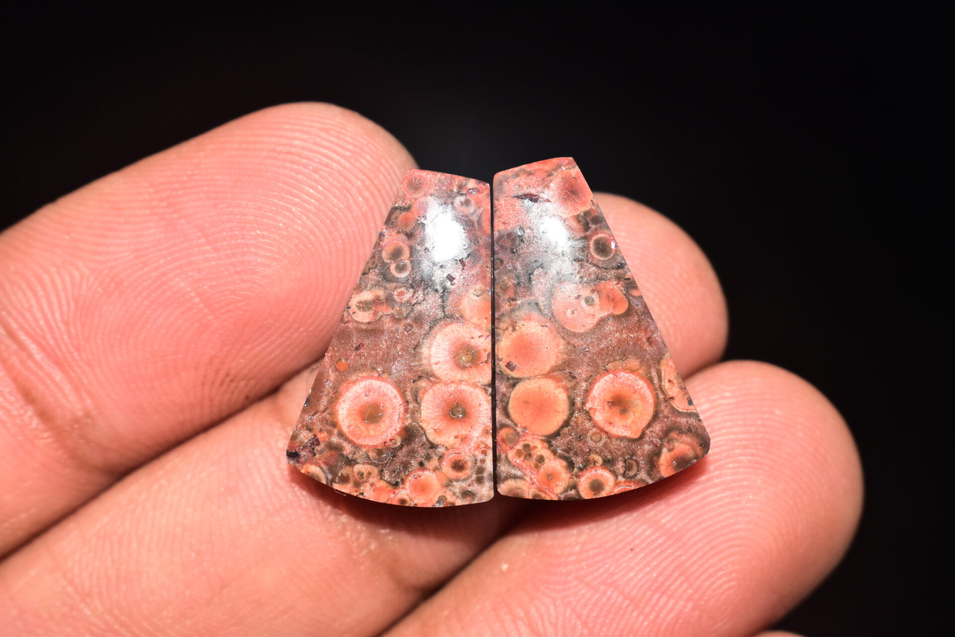 Poppy Jasper Pair Cabochon / Poppy Jasper Pair Gemstone / For Earrings / Freeform Shape / 16.10 Ct. / 25x13x4 mm. Loose Gemstone / Q-781