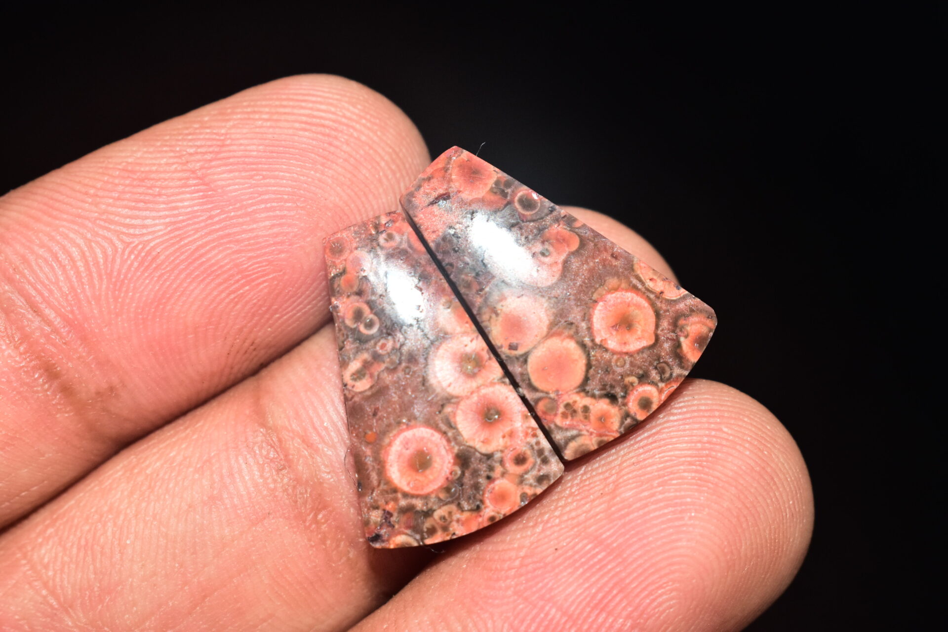 Poppy Jasper Pair Cabochon / Poppy Jasper Pair Gemstone / For Earrings / Freeform Shape / 16.10 Ct. / 25x13x4 mm. Loose Gemstone / Q-781 - Image 4