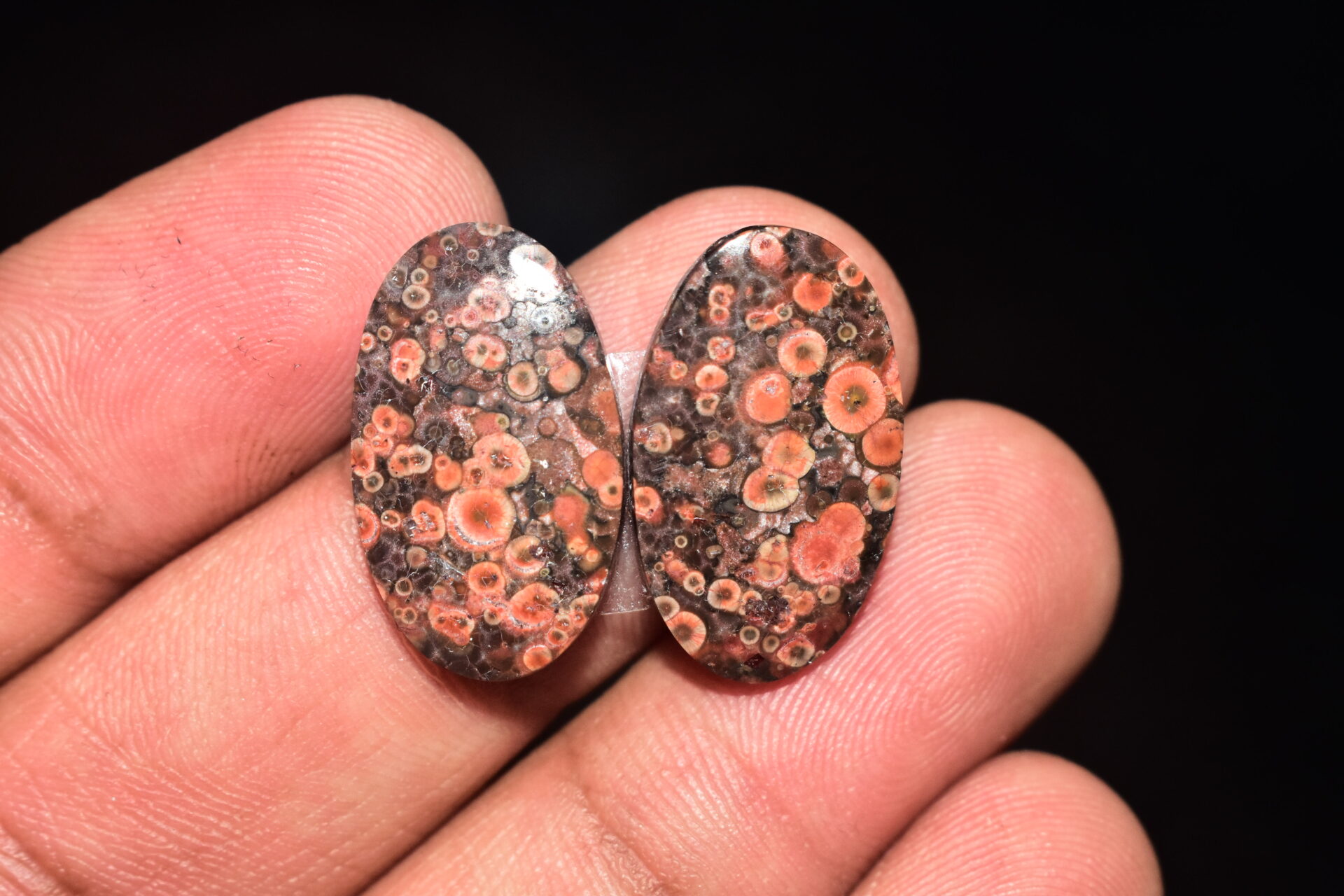 Poppy Jasper Pair Cabochon / Poppy Jasper Pair Gemstone / For Earrings / Oval Shape / 16.85 Ct. / 22x13x4 mm. Loose Gemstone / Q-766 - Image 3