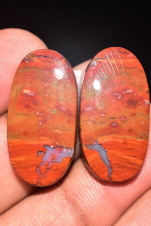 Seam Agate Pair Cabochon / Moroccan Seam Agate Pair Gemstone / For Jewelry / Oval Shape / 33.50 Ct / 26x15x5 mm. Loose Gemstone Q-728