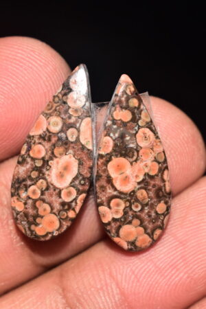 Poppy Jasper Pair Cabochon / Poppy Jasper Pair Gemstone / For Earrings / Pear Shape / 14.00 Ct. / 24x10x4 mm. Loose Gemstone / Q-747