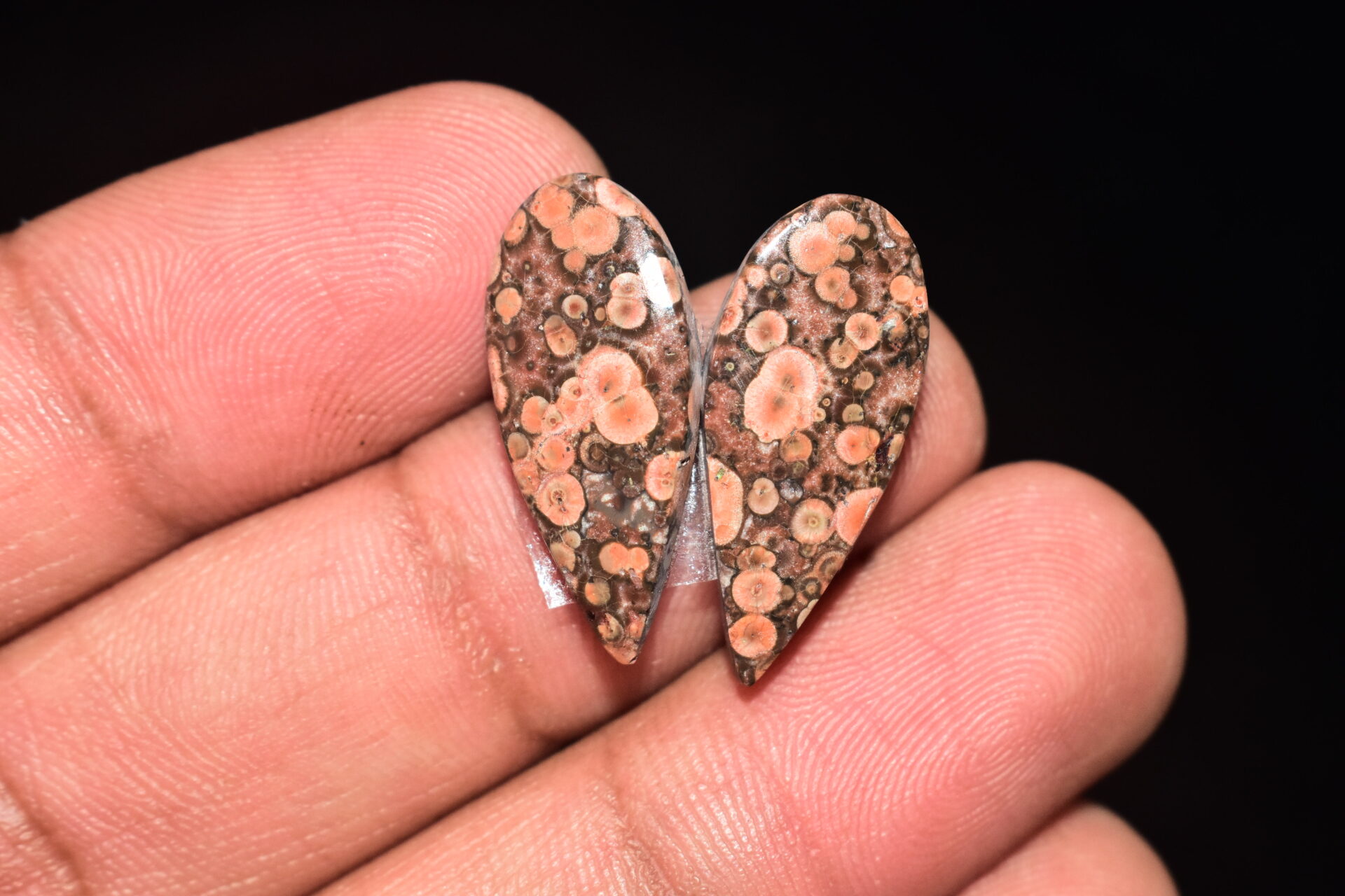 Poppy Jasper Pair Cabochon / Poppy Jasper Pair Gemstone / For Earrings / Pear Shape / 14.00 Ct. / 24x10x4 mm. Loose Gemstone / Q-747 - Image 3
