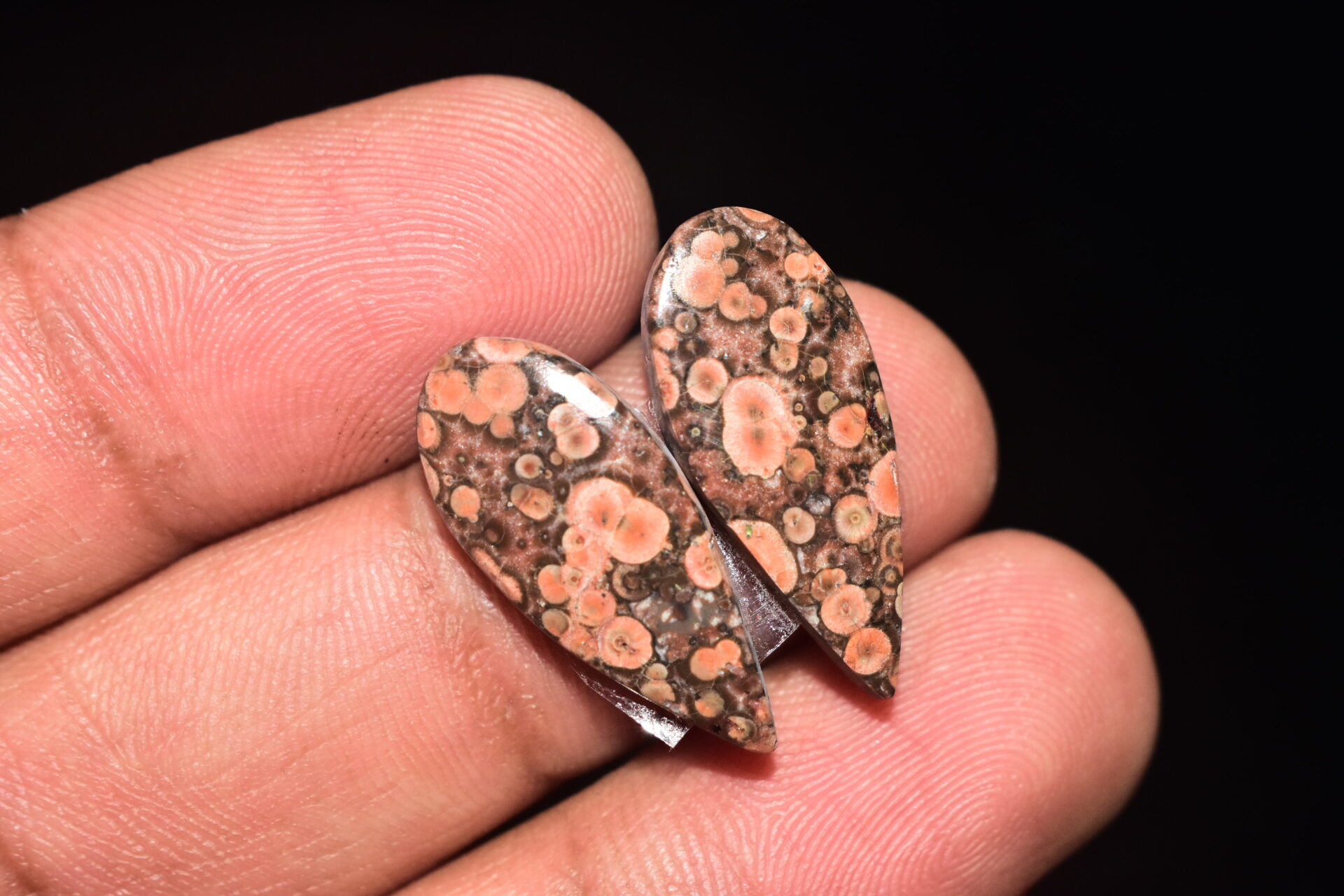 Poppy Jasper Pair Cabochon / Poppy Jasper Pair Gemstone / For Earrings / Pear Shape / 14.00 Ct. / 24x10x4 mm. Loose Gemstone / Q-747 - Image 4