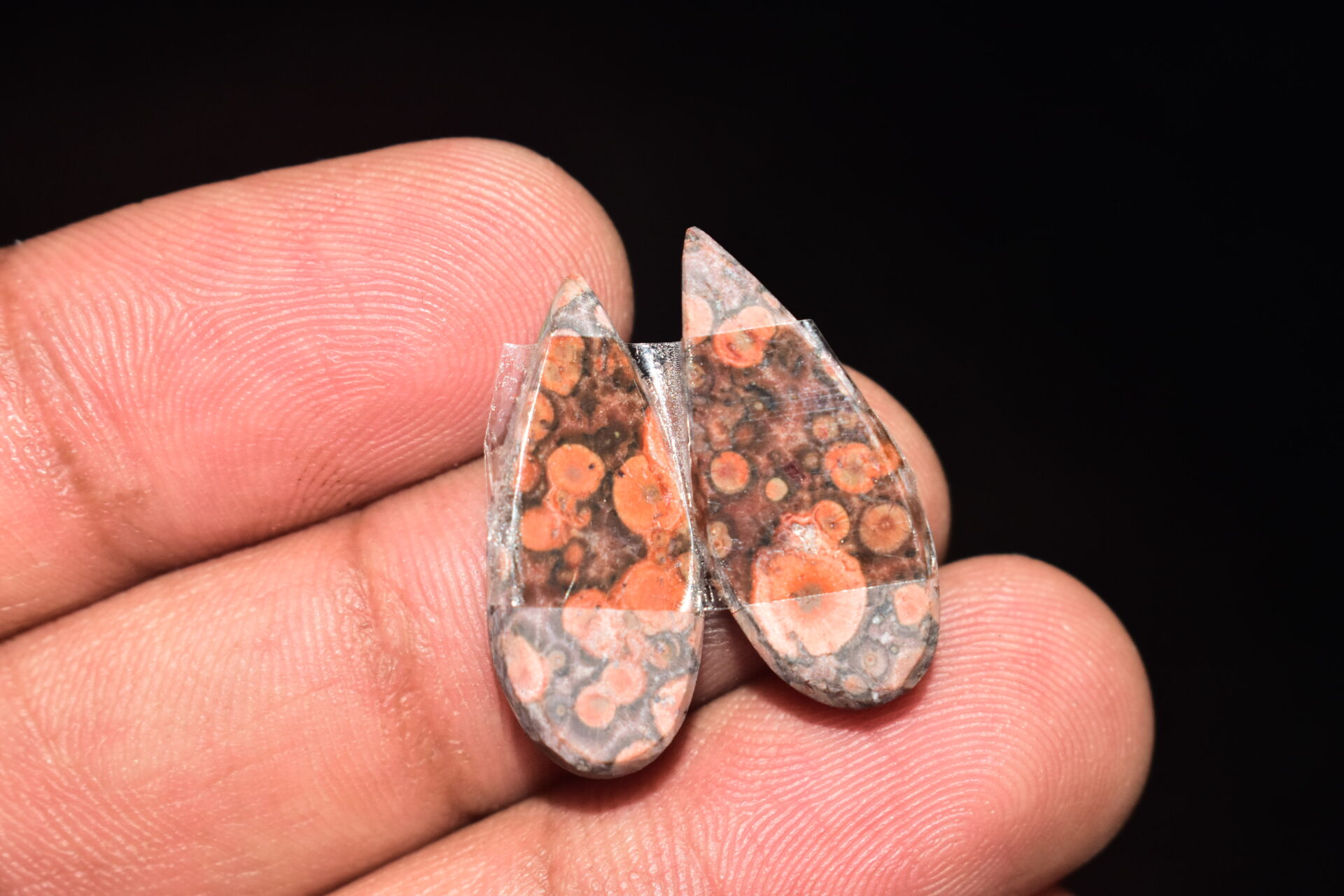 Poppy Jasper Pair Cabochon / Poppy Jasper Pair Gemstone / For Earrings / Pear Shape / 14.00 Ct. / 24x10x4 mm. Loose Gemstone / Q-747 - Image 5