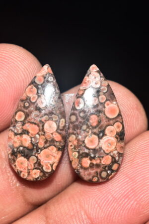 Poppy Jasper Pair Cabochon / Poppy Jasper Pair Gemstone / For Earrings / Pear Shape / 12.95 Ct. / 21x10x4 mm. Loose Gemstone / Q-775