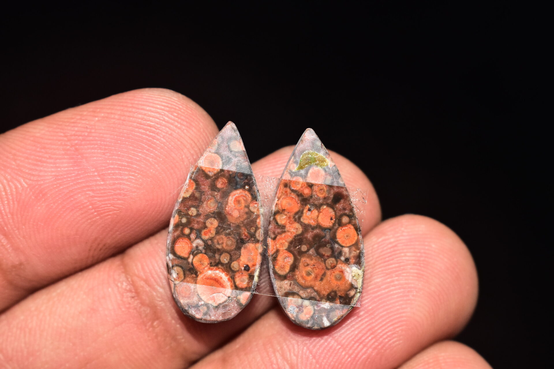 Poppy Jasper Pair Cabochon / Poppy Jasper Pair Gemstone / For Earrings / Pear Shape / 12.95 Ct. / 21x10x4 mm. Loose Gemstone / Q-775 - Image 5