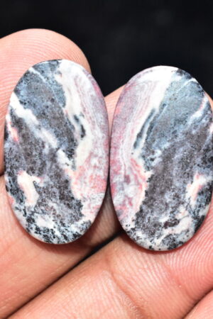 Porcelain Jasper Pair Cabochon / Porcelain Jasper Pair Gemstone / Exotica Jasper Pair / Oval Shape / 30.55 Ct. / 26x15x4 mm. / Q-826