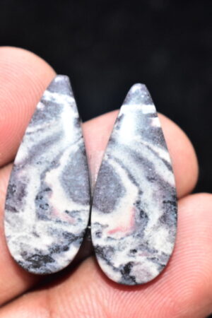 Porcelain Jasper Pair Cabochon / Porcelain Jasper Pair Gemstone / Exotica Jasper Pair / Pear Shape / 21.70 Ct. / 27x11x4 mm. / Q-822