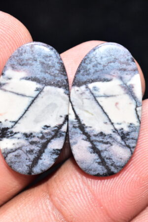 Porcelain Jasper Pair Cabochon / Porcelain Jasper Pair Gemstone / Exotica Jasper Pair / Oval Shape / 22.70 Ct. / 24x13x3 mm. / Q-832