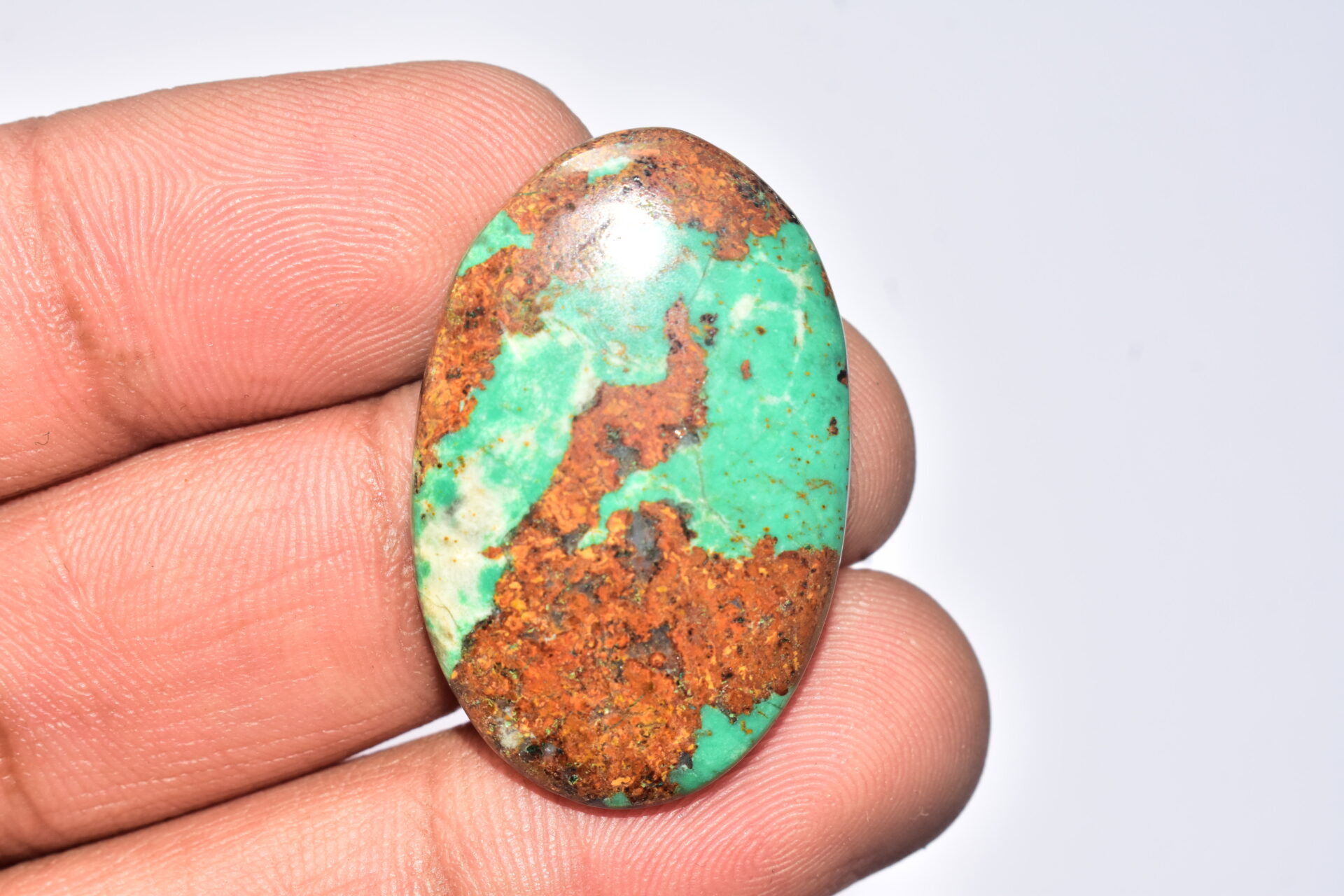 Sanora Chrysocolla Cabochon / Sanora Chrysocolla Gemstone / For Jewelry / Oval Shape / 33.05 Ct. / 34x22x5 mm. / Loose Gemstone / Q-958