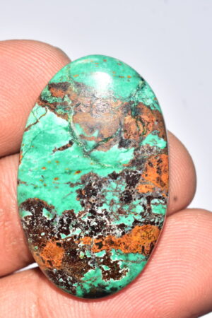 Sanora Chrysocolla Cabochon / Sanora Chrysocolla Gemstone / For Jewelry / Oval Shape / 34.85 Ct. / 34x21x5 mm. / Loose Gemstone / Q-988