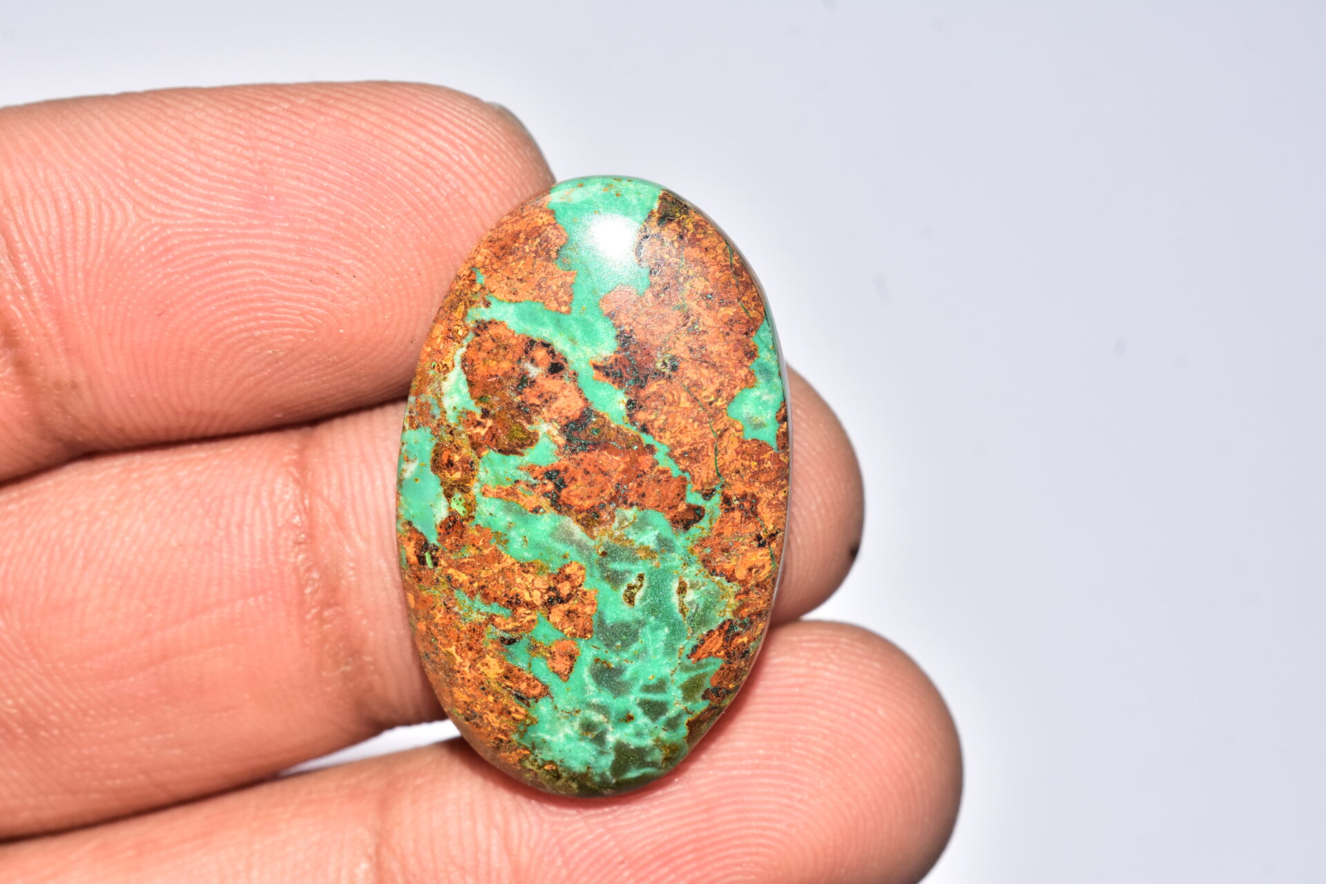 Sanora Chrysocolla Cabochon / Sanora Chrysocolla Gemstone / For Jewelry / Oval Shape / 35.65 Ct. / 31x19x5 mm. / Loose Gemstone / Q-987