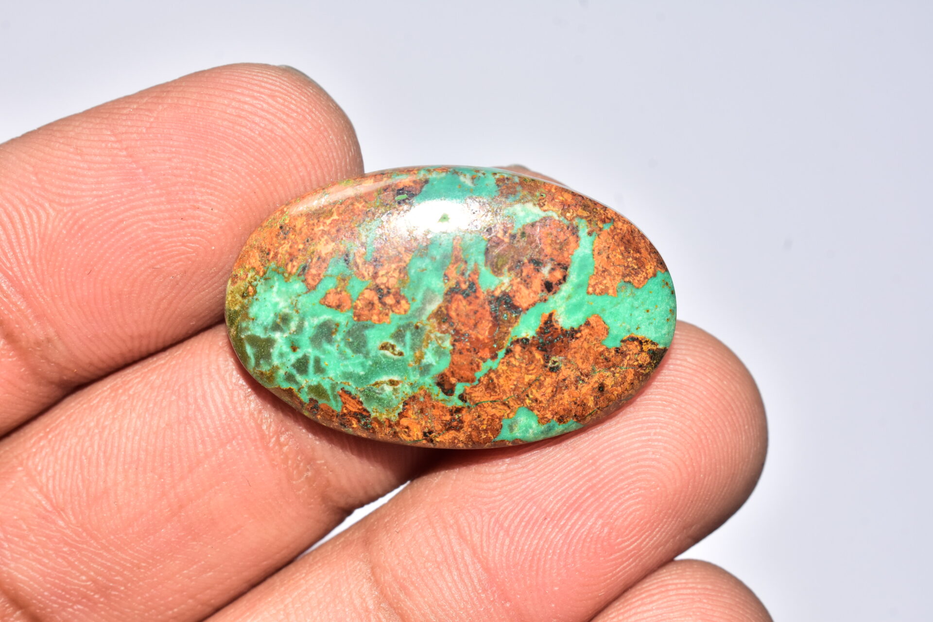 Sanora Chrysocolla Cabochon / Sanora Chrysocolla Gemstone / For Jewelry / Oval Shape / 35.65 Ct. / 31x19x5 mm. / Loose Gemstone / Q-987 - Image 3