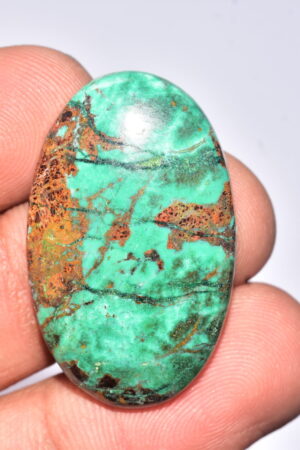 Sanora Chrysocolla Cabochon / Sanora Chrysocolla Gemstone / For Jewelry / Oval Shape / 39.95 Ct. / 34x21x6 mm. / Loose Gemstone / Q-986