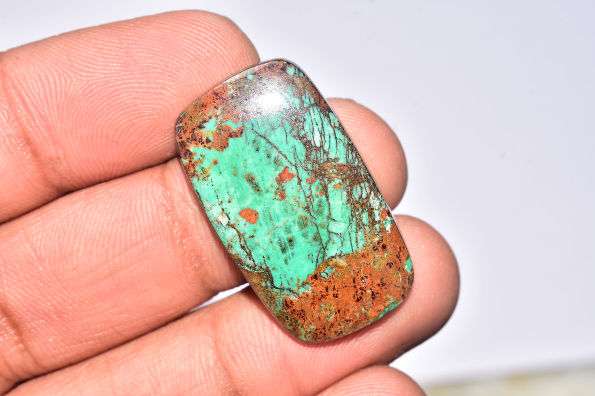 Sanora Chrysocolla Cabochon / Sanora Chrysocolla Gemstone / For Jewelry / Cushion Shape / 30.80 Ct. / 32x18x4 mm. / Loose Gemstone / Q-1001 - Image 3