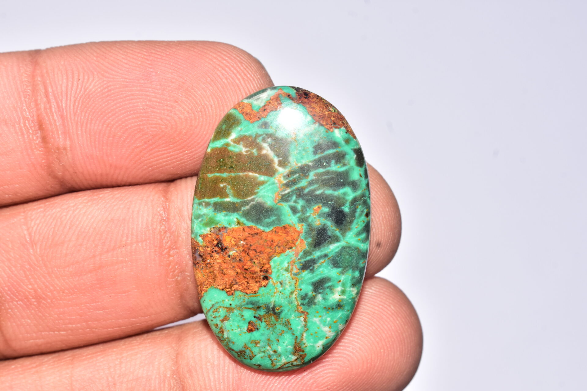 Sanora Chrysocolla Cabochon / Sanora Chrysocolla Gemstone / For Jewelry / Oval Shape / 31.15 Ct. / 34x21x5 mm. / Loose Gemstone / Q-990