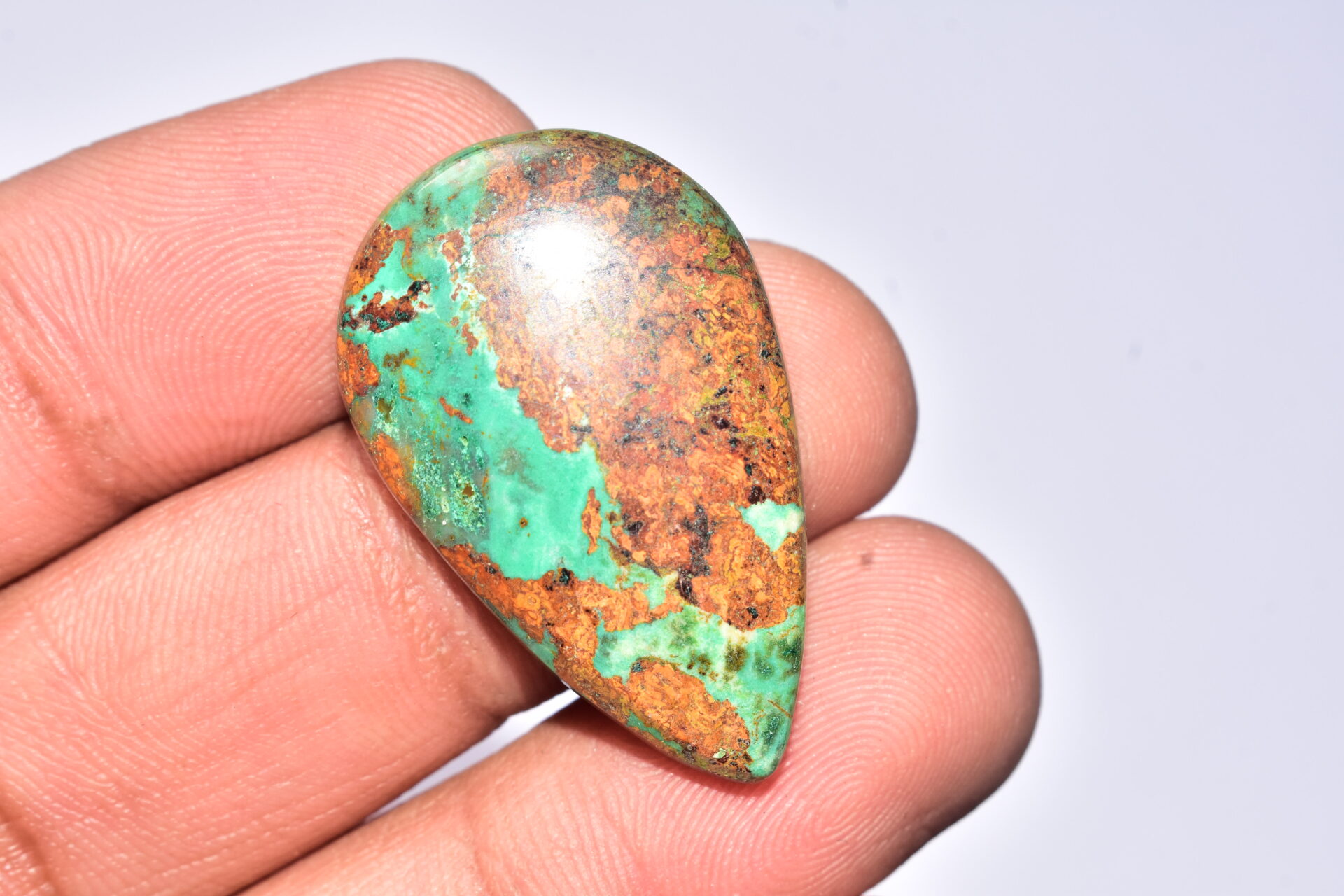 Sanora Chrysocolla Cabochon / Sanora Chrysocolla Gemstone / For Jewelry / Pear Shape / 33.25 Ct. / 34x21x6 mm. / Loose Gemstone / Q-999 - Image 2