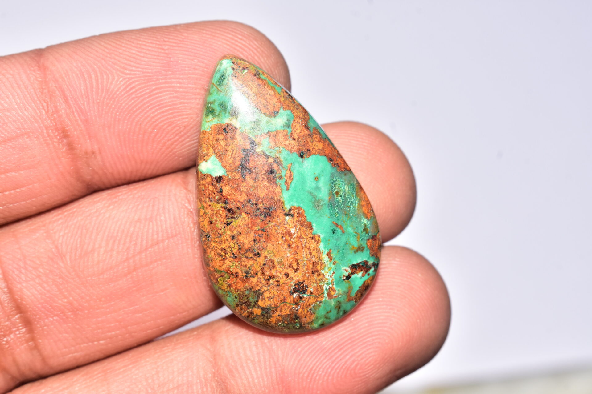 Sanora Chrysocolla Cabochon / Sanora Chrysocolla Gemstone / For Jewelry / Pear Shape / 33.25 Ct. / 34x21x6 mm. / Loose Gemstone / Q-999