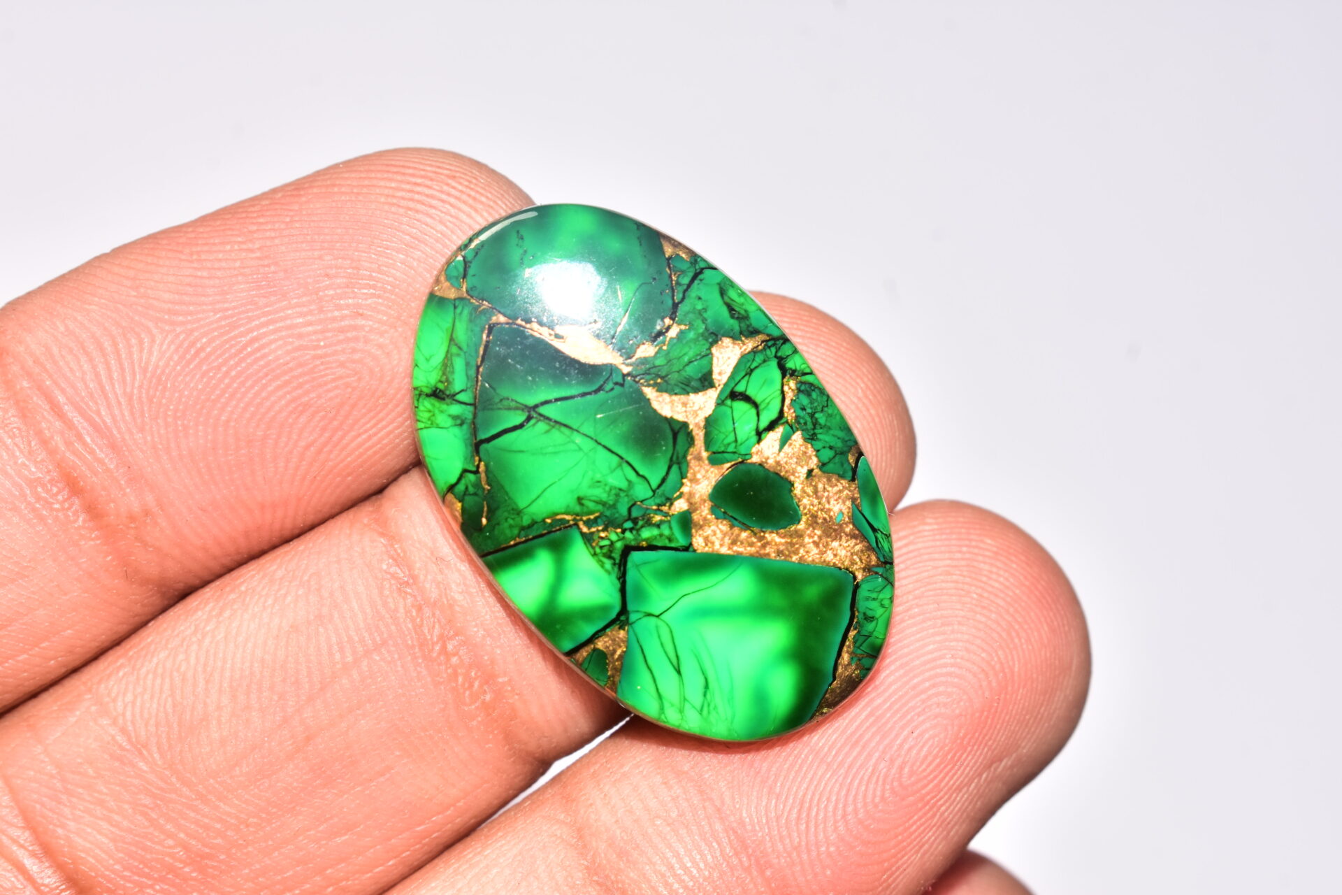 Green Dahlia Copper Turquoise Cabochon / Green Dahlia Copper Turquoise Gemstone / Oval Shape / 26.70 Ct. / 30x19x4 mm. / Q-944 - Image 3