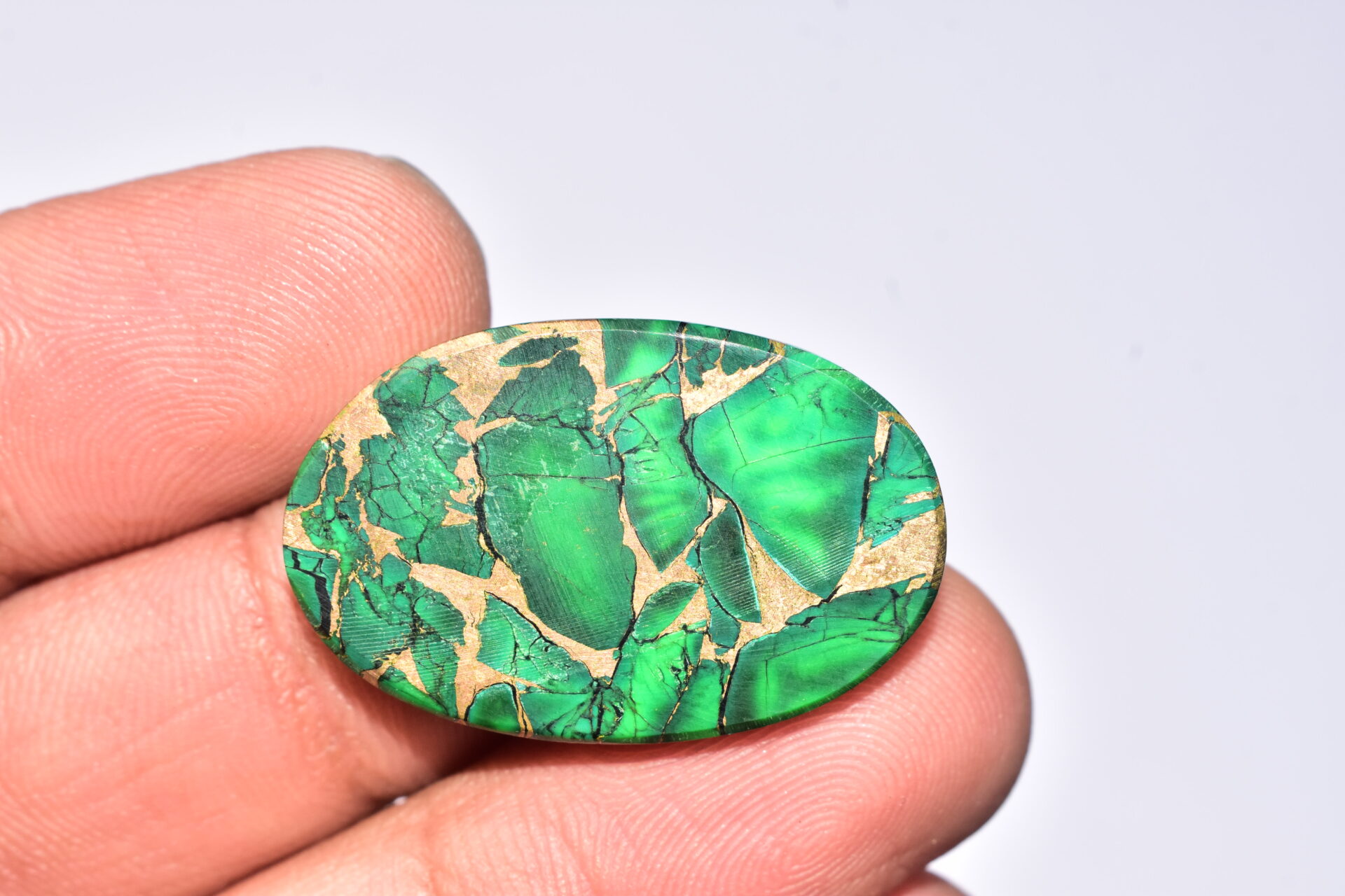 Green Dahlia Copper Turquoise Cabochon / Green Dahlia Copper Turquoise Gemstone / Oval Shape / 26.70 Ct. / 30x19x4 mm. / Q-944 - Image 4