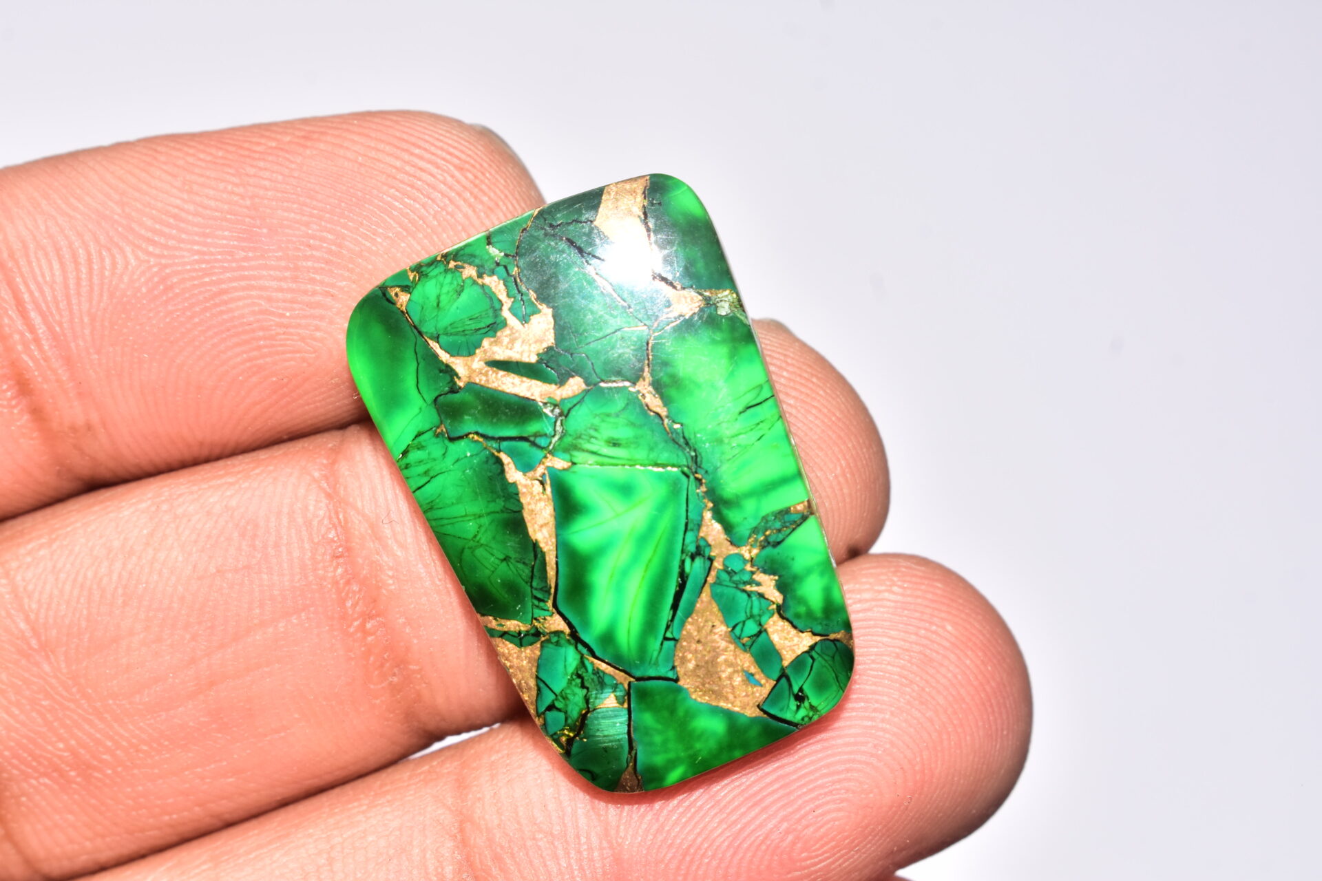 Green Dahlia Copper Turquoise Cabochon / Green Dahlia Copper Turquoise Gemstone / Freeform Shape / 26.50 Ct. / 29x19x4 mm. / Q-939 - Image 3