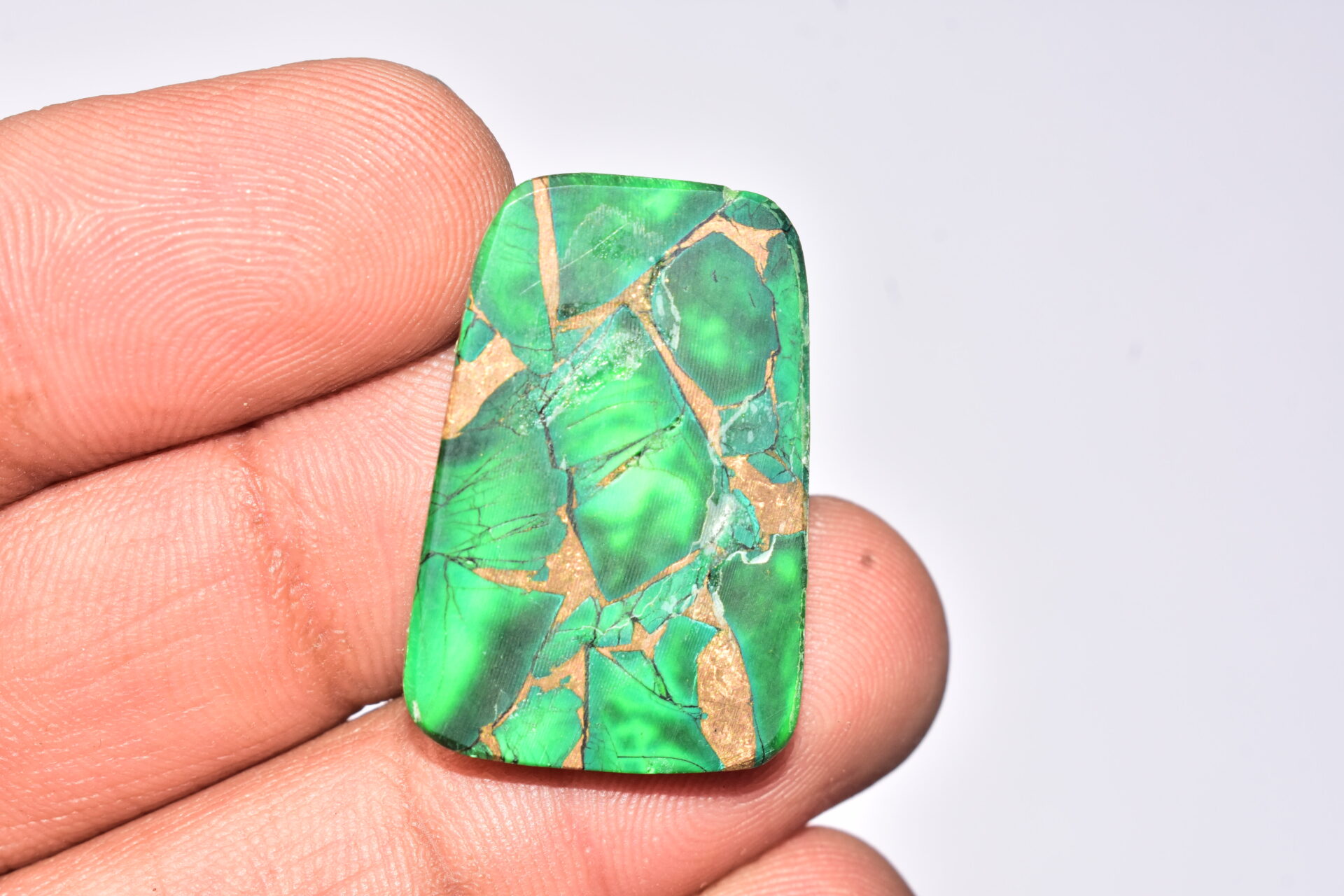 Green Dahlia Copper Turquoise Cabochon / Green Dahlia Copper Turquoise Gemstone / Freeform Shape / 26.50 Ct. / 29x19x4 mm. / Q-939 - Image 4
