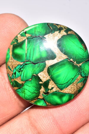 Green Dahlia Copper Turquoise Cabochon / Green Dahlia Copper Turquoise Gemstone / Round Shape / 34.95 Ct. / 27x5 mm. / Q-954