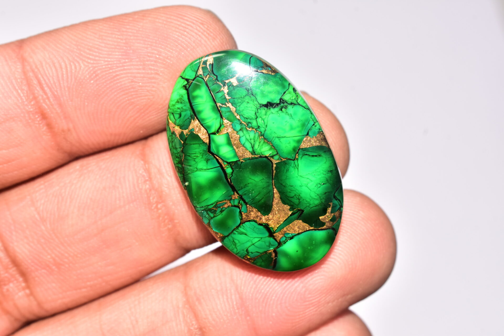 Green Dahlia Copper Turquoise Cabochon / Green Dahlia Copper Turquoise Gemstone / Oval Shape / 41.20 Ct. / 32X20X6 mm. / Q-947 - Image 3