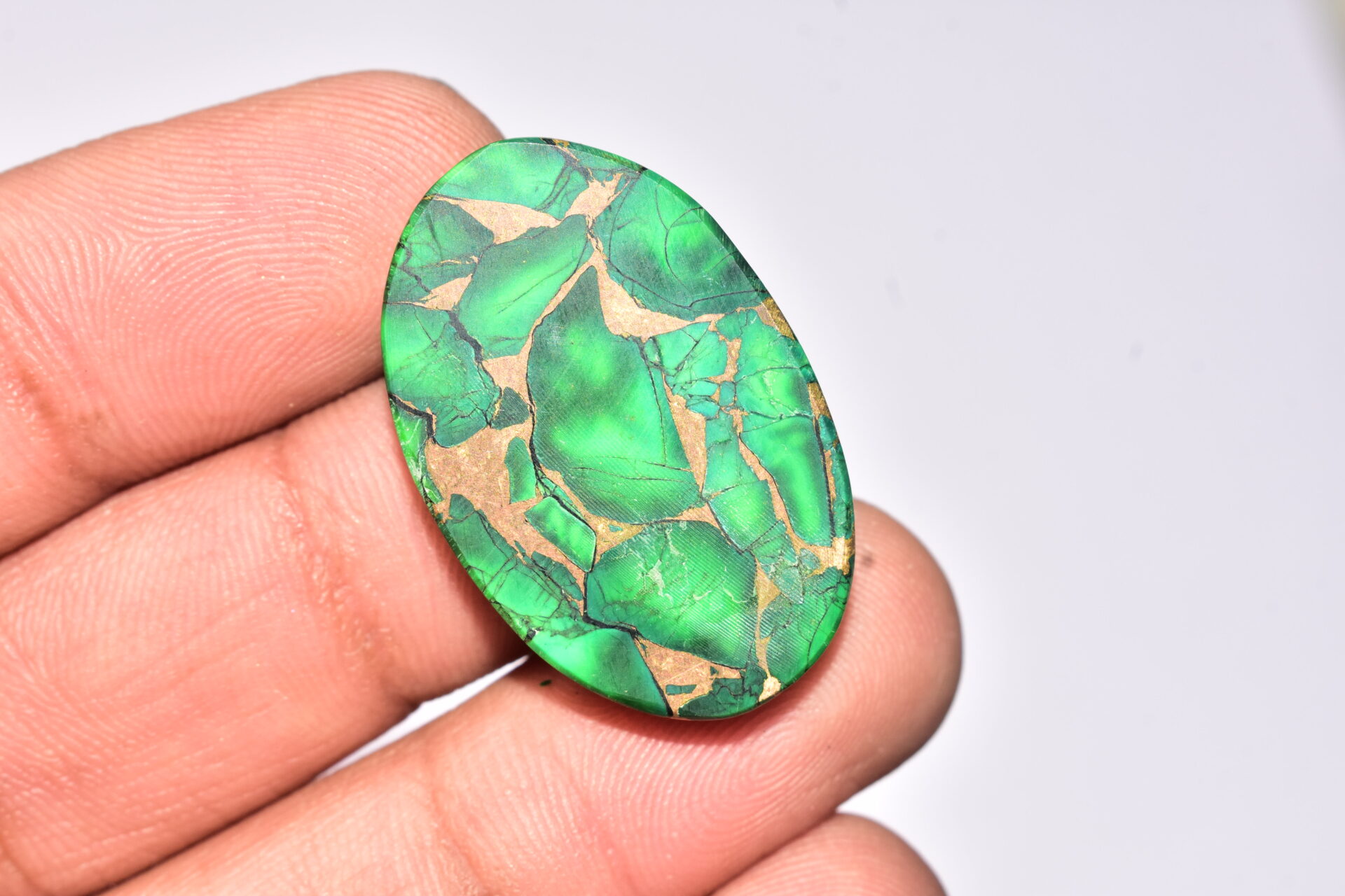 Green Dahlia Copper Turquoise Cabochon / Green Dahlia Copper Turquoise Gemstone / Oval Shape / 41.20 Ct. / 32X20X6 mm. / Q-947 - Image 4