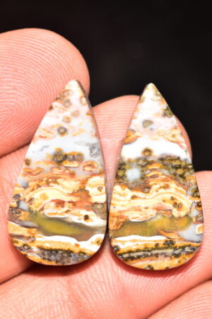 Ocean Jasper Pair Cabochon / Top Quality Ocean Jasper Pair Gemstone / Pear Shape / 30.05 Ct. / 26x14x4 mm. Loose Gemstone / Q-971