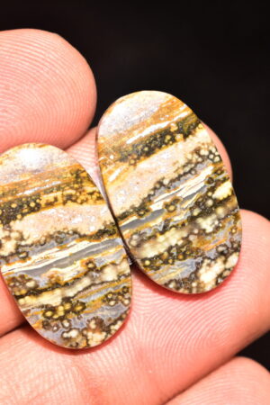 Ocean Jasper Pair Cabochon / Top Quality Ocean Jasper Pair Gemstone / Oval Shape / 32.95 Ct. / 24x14x5 mm. Loose Gemstone / Q-981