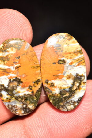 Ocean Jasper Pair Cabochon / Top Quality Ocean Jasper Pair Gemstone / Oval Shape / 29.95 Ct. / 24x13x5 mm. Loose Gemstone / Q-977
