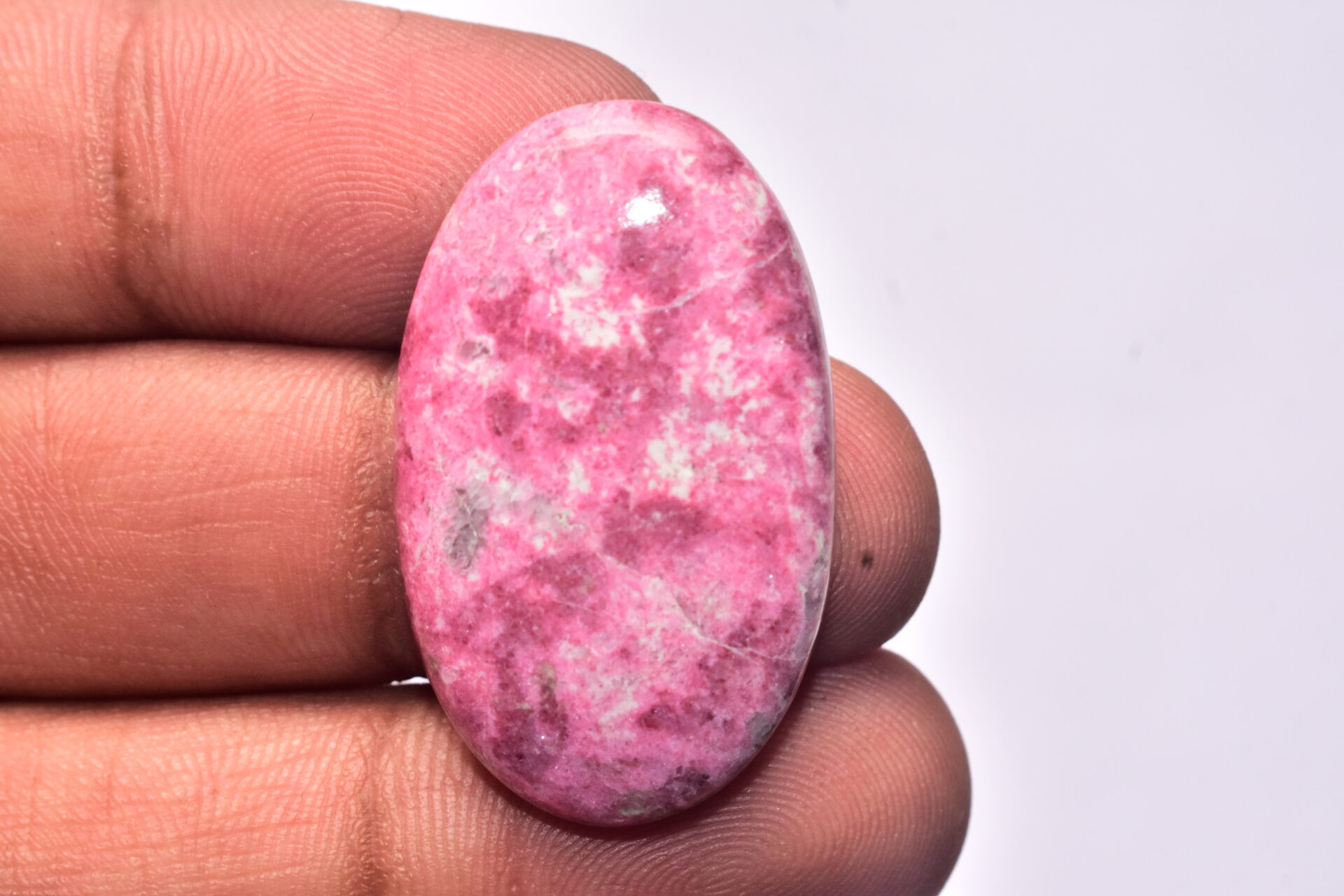 Thulite Cabochon / Top Grade Pink Thulite Gemstone / Oval Shape / 46.10 Ct. / 35x21x6 mm. Loose Gemstone B-209