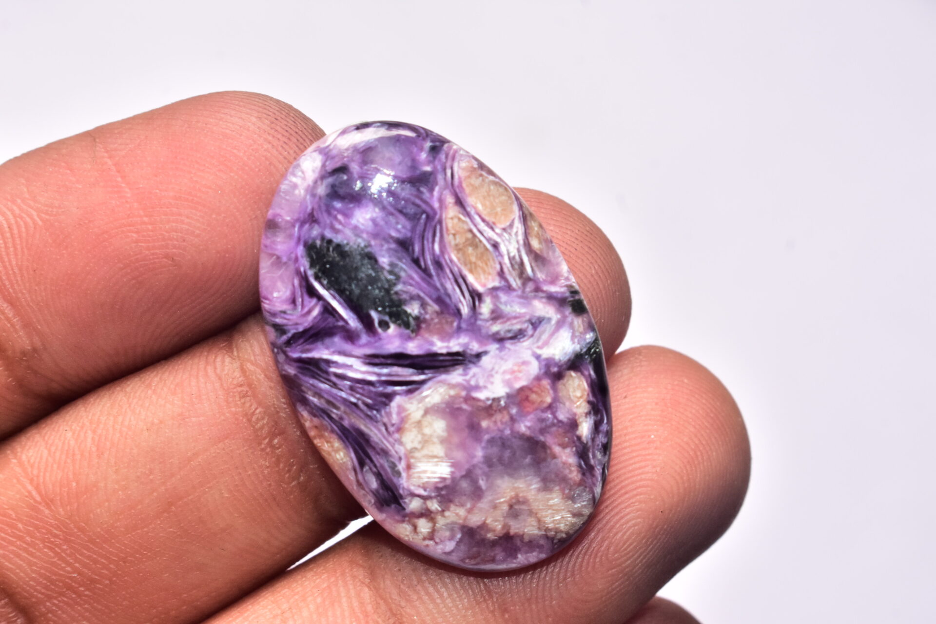 Charoite Cabochon / AAA+++ Russian Charoite Gemstone / Purple Charoite / Oval Shape / 34.00 Ct. / 31X24X5 mm. / Loose Gemstone / J-576 - Image 2