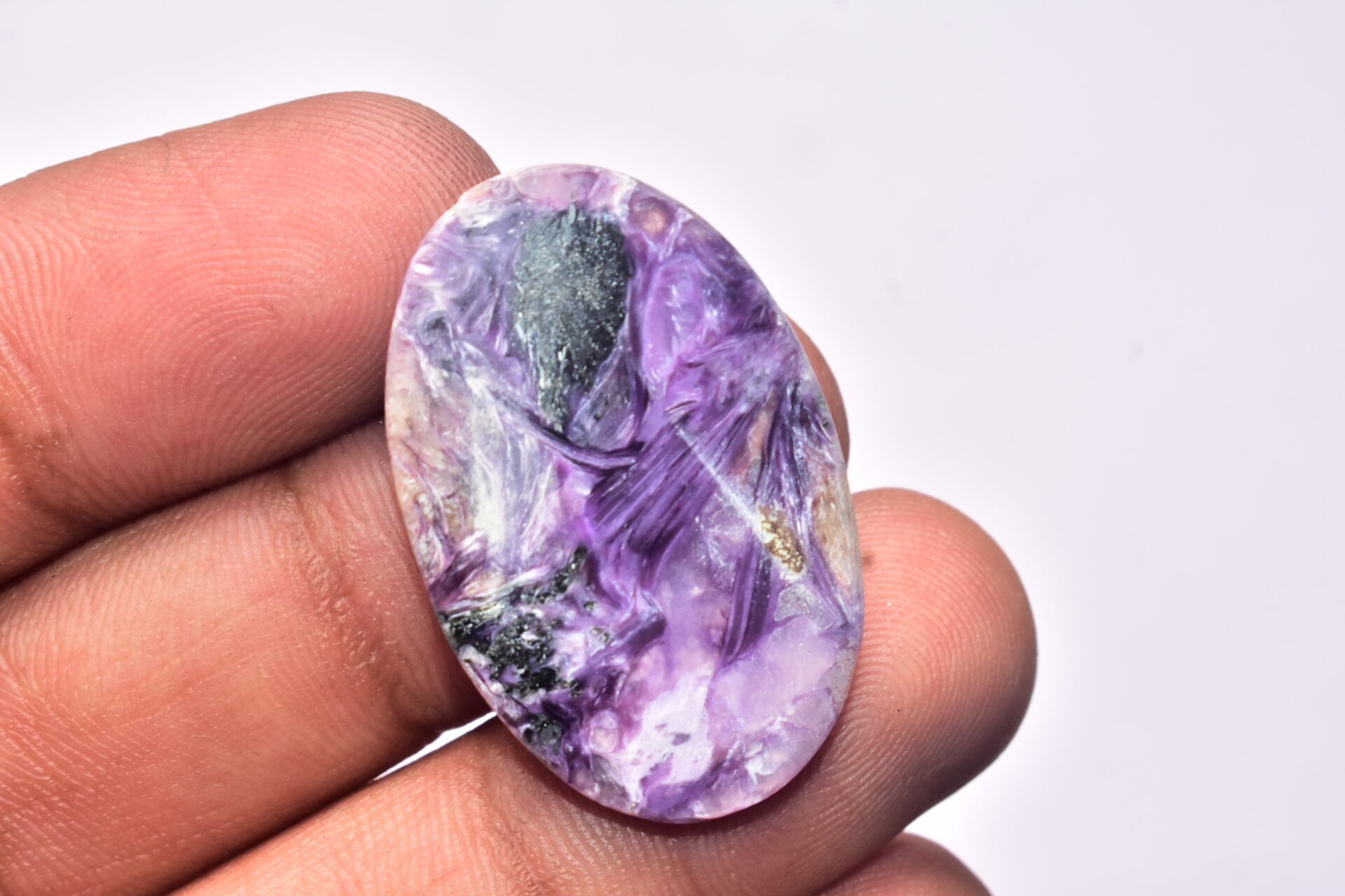 Charoite Cabochon / AAA+++ Russian Charoite Gemstone / Purple Charoite / Oval Shape / 34.00 Ct. / 31X24X5 mm. / Loose Gemstone / J-576 - Image 3