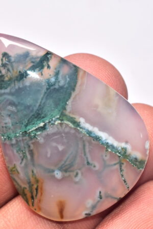 Solar Moss Agate Cabochon / Top Grade Solar Moss Agate Gemstone / Pear Shape / 41.80 ct. / 40x27x5 mm. Loose Gemstone / B-185