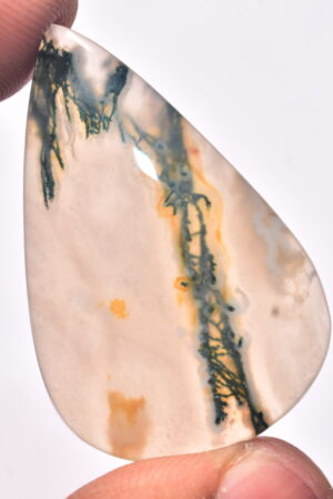 Solar Moss Agate Cabochon / Top Grade Solar Moss Agate Gemstone / Pear Shape / 37.80 ct. / 40x25x5 mm. Loose Gemstone / B-181