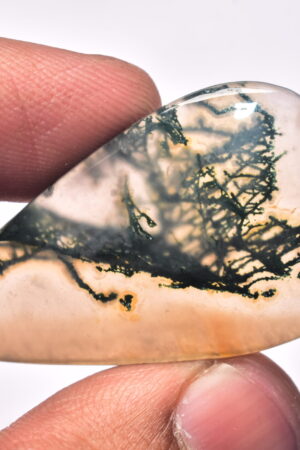 Solar Moss Agate Cabochon / Top Grade Solar Moss Agate Gemstone / Pear Shape / 40.35 ct. / 45x25x5 mm. Loose Gemstone / B-189