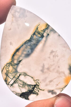 Solar Moss Agate Cabochon / Top Grade Solar Moss Agate Gemstone / Pear Shape / 61.90 ct. / 45x33x5 mm. Loose Gemstone / B-192