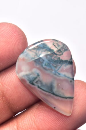 Solar Moss Agate Cabochon / Top Grade Solar Moss Agate Gemstone / Pear Shape / 18.15 ct. / 28x20x4 mm. Loose Gemstone / B-182